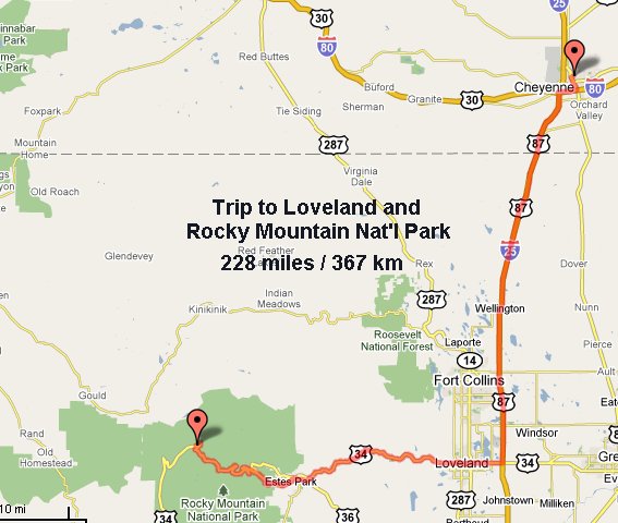 map to Estes and Rocky Mtn Nat'l Park